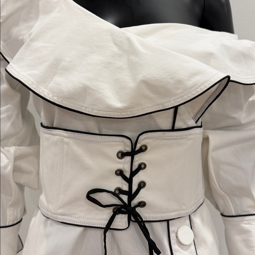 Self Portrit Elegant White Women's Dress with Black Trim size 6 US - Picture 5 of 16